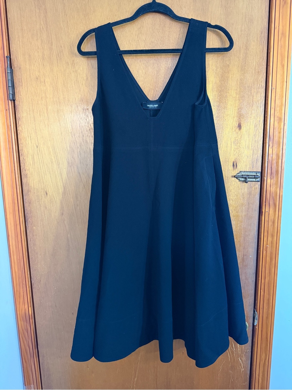 Rachel Comey Black V-Neck A-Line Flowy Dress